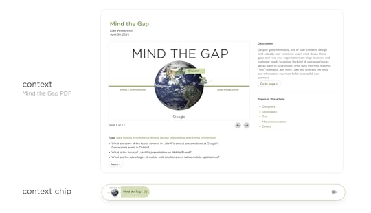 Displaying context as a chip in the Ask LukeW user interface