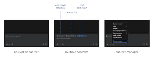 Displaying context as a multiple chips in the Augment Code user interface