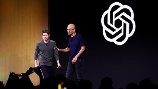 Photo of Sam Altman and Satya Nadella, a key event in this history of OpenAI