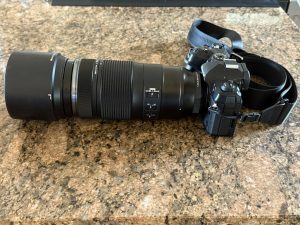 OM I Mark ii camera with 100-400 mm lens
