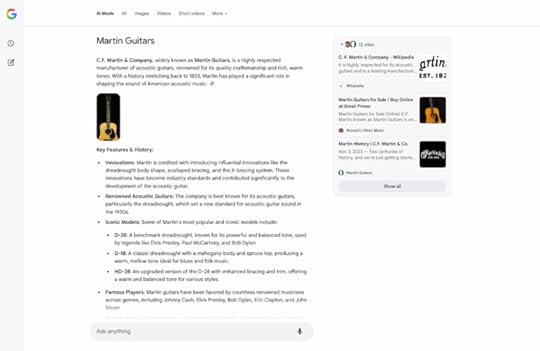 Screenshot of Google AI Mode results for 