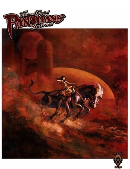 Panthans Journal #338. Cover is by Mark Wheatley. It shows Dejah Thoris riding atop a mountain against a red martian landscape with a domed building in the background.