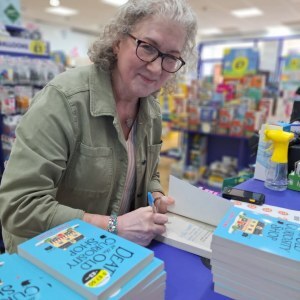 Debbie Young signing books at The Works, Weston Super Mare June 2025