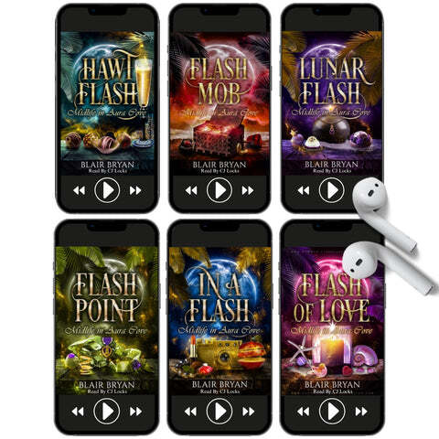Midlife in Aura Cove Audiobooks Complete Bundle by best selling paranormal women's fiction book author Blair Bryan Midlife Magic meets Karma