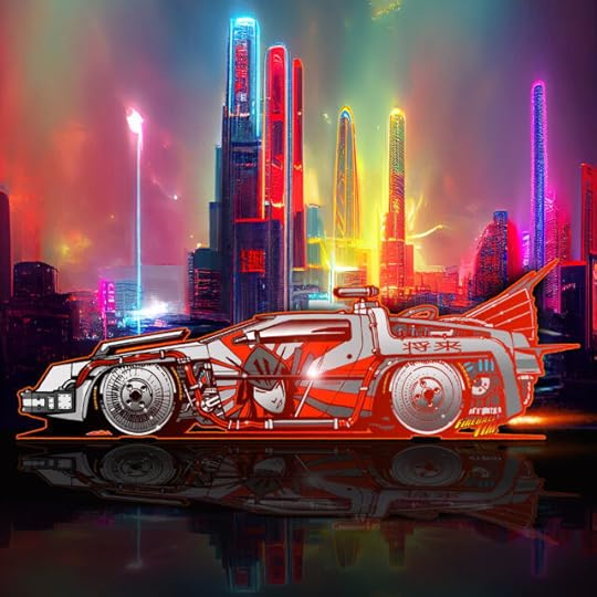 Delorean Automotive Pop Culture Movie and TV Car Art by Fireball Tim Garage
