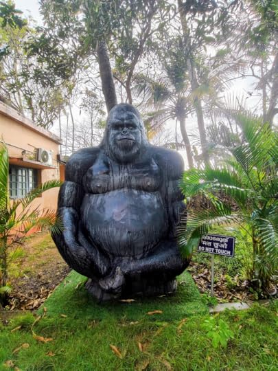 Rain-drenched Gorilla statue at the children's park near Thangassery Lighthouse.