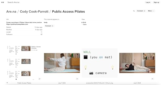 Screenshot of an Arena channel - images of cody doing Pilates