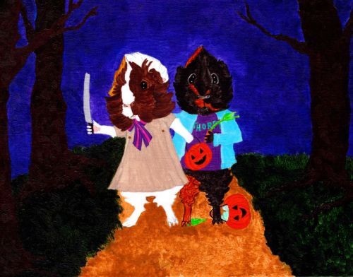 Rachel E Smith guinea pig painting Snuffy and Wisting