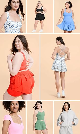 blogilates at target summer 2025 designs ruffle shorts ruffle tank romper ballet skort active dress strappy tank marshmallow zip up hoodie