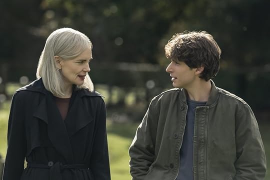 A white-hairded woman speaks to a young man on Talamasca: The Secret Order