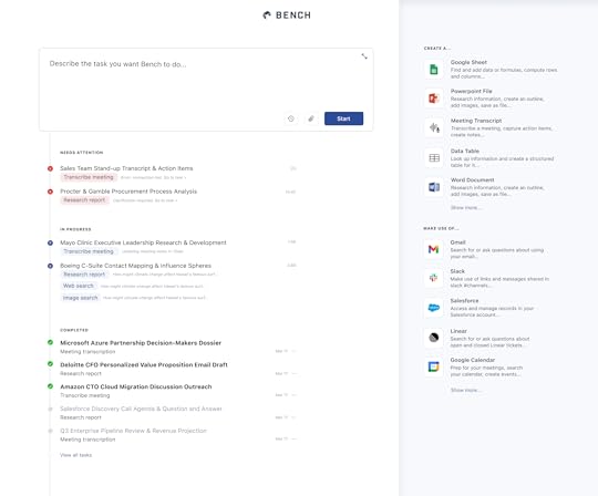 Atomic prompt suggestion user interface in Bench