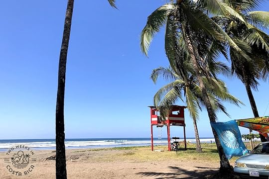 a lifeguard stand on the beach in playa bejuco costa rica