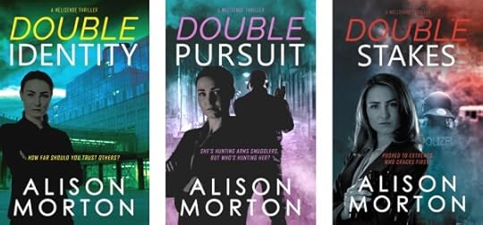 array of the three titles in Alison Morton's Doubles series of contemporary thrillers