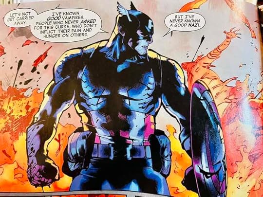 Captain America defends vampires but not Nazis, because being a vampire might not be a choice, but being a Nazi is