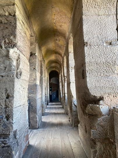 Hallway overtop the gate.