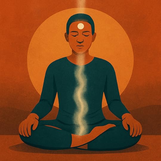 Person meditating with energy rising along the spine toward the third eye, symbolizing how to open my third eye through breathwork and focus