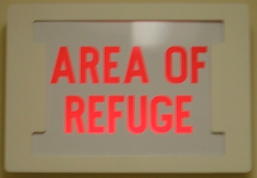 sign reading AREA OF REFUGE
