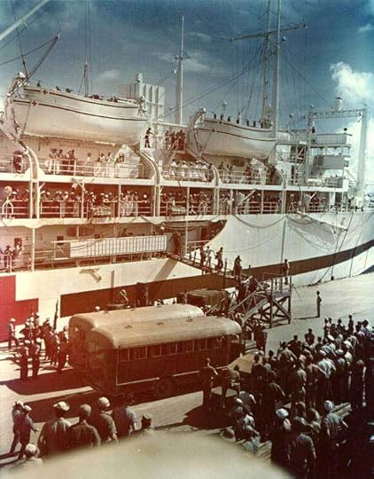 Hospital ship Tranquility arriving at Guam with survivors from sunken heavy cruiser USS Indianapolis, 8 Aug 1945 (US National Archives: 80-G-K-5986)