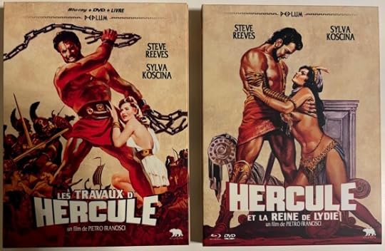 Two Blu-rays. They are not in the standard blue case but instead cardboard slip cases. Hercules shows Hercules on the cover, whipping a set of chains about, and Hercules Unchained shows Hercules in front of a pillar with a woman falling into his embrace.