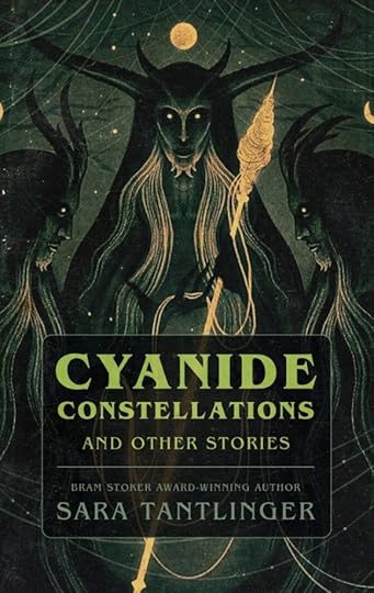 Cover art by Devin Forst. Depicts what looks like three witches with multiple horns. Above them looks like webbing and a tiny full moon. The middle witch is holding a long spear with string coiled around it.