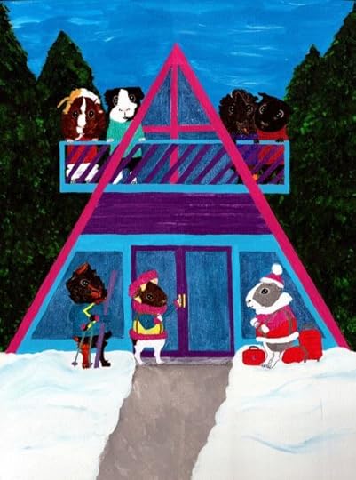 Rachel E Smith guinea pig painting Snuffy, Thorfy, Hen Wen, Salem, Wisting, Dagmar, & Camille