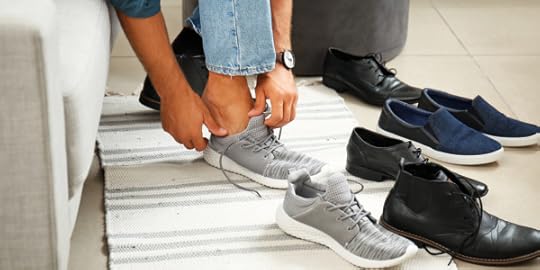 many trying on different kinds of shoes