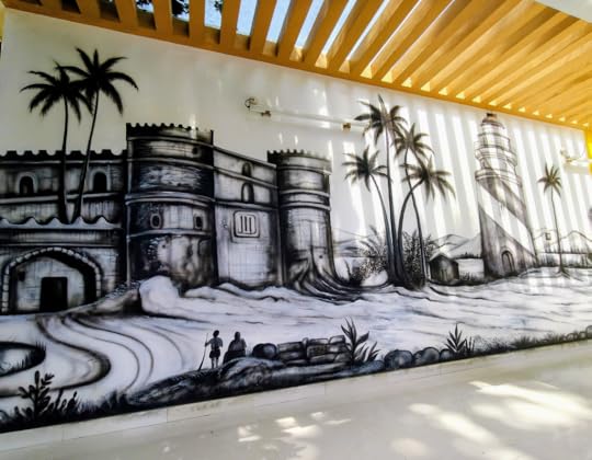 Thangasserry Breakwater Tourism Park. Painting on the wall near the ticket counter.