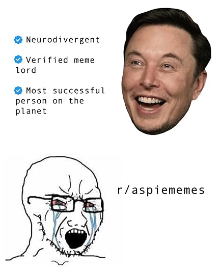 Elon Musk Meme. The smiling head of Elon Musk, blue verified checkmarks acting as bullet points, the text says, 