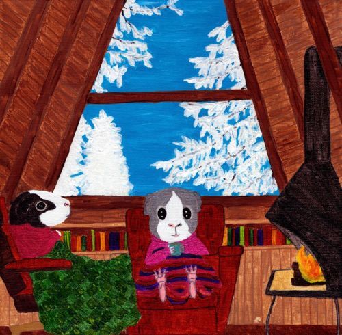 Rachel E Smith guinea pig painting Thorfy and Camille