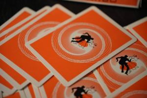 Deck of cards with Alfred Hitchcock's Vertigo graphic on back
