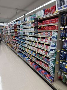 toothpaste aisle at a grocery store.