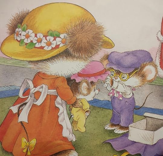 Mommy is holding Baby Sister up to Tippu by grabbing her by her armpits