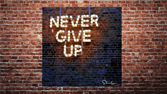 wall sign in lights never give up show resilience