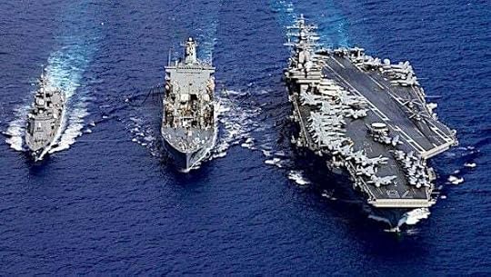 The USNS John Ericsson and the USS Ronald Reagan sail in formation with the Japanese destroyer JS Ikazuchi during a replenishment in the Philippine Sea, Aug. 16, 2020. (U.S. Navy photo by Petty Officer 3rd Class Jason Tarleton)