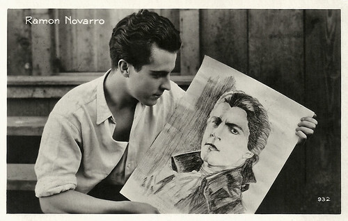 Ramon Novarro holding a sketch for Scaramouche