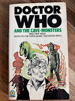 First edition paperback (1974) of Doctor Who and the Cave-Monsters by Malcolm Hulke, cover illustration by Chris Achilleos
