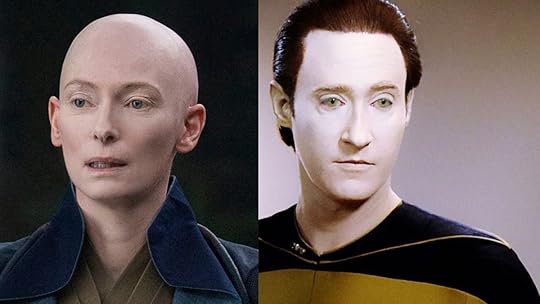 (Left) Tilda Swinton in Doctor Strange (Right) Brent Spiner as Data in Star Trek: TNG