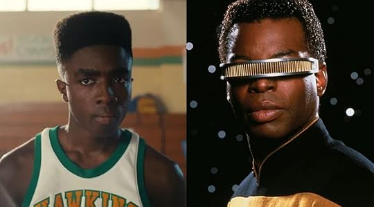 Caleb McLaughlin from Stranger Things (Left) LeVar Burton as Geordi in Star Trek: TNG (Right)