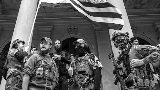 Photo of members of a Right-Wing militia like the one in this bestselling crime novel