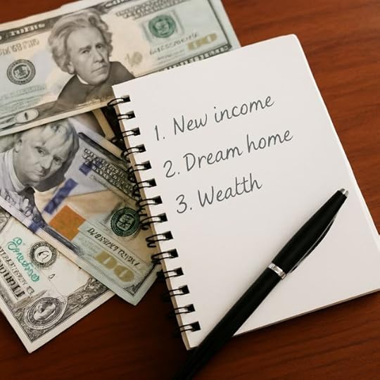 A journal and pen on a desk used for writing down intentions during a 3 6 9 money manifestation ritual.