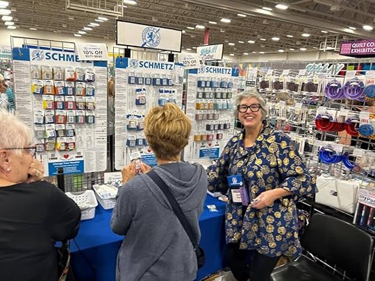 Rhonda Pierce from Schmetz Needles at The Nancy Zieman Sewing Studio and Quilt Shop Booth at The Great Wisconsin Quilt Show IMG 2225