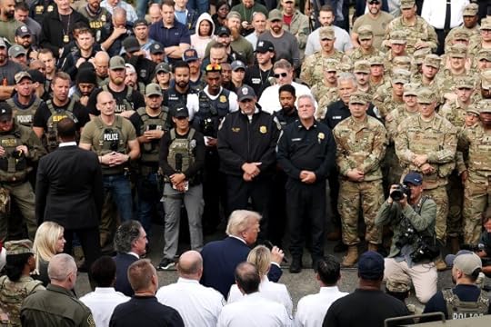 WASHINGTON, DC - AUGUST 21: U.S. President Donald Trump visits the U.S. Park Police Anacostia Operations Facility on August 21, 2025 in Washington, DC. The Trump administration has deployed federal officers and the National Guard to the District in order to place the DC Metropolitan Police Department under federal control and assist in crime prevention in the nation's capital. (Photo by Anna Moneymaker/Getty Images)