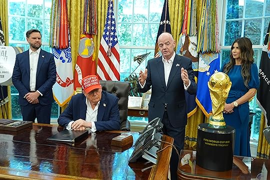 FIFA President Gianni Infantino speaks as Vice President JD Vance,...