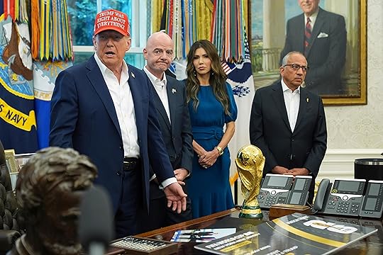 President Donald Trump, from left, speaks as FIFA President Gianni...