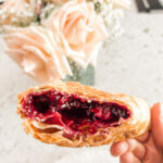 The finished puff pastry blackberry turnovers