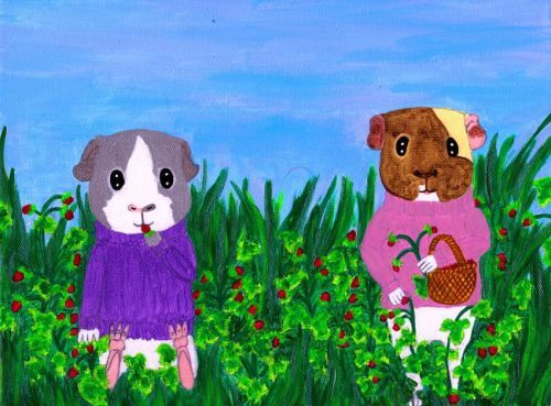 Rachel E Smith guinea pigs painting Camille & Dagmar