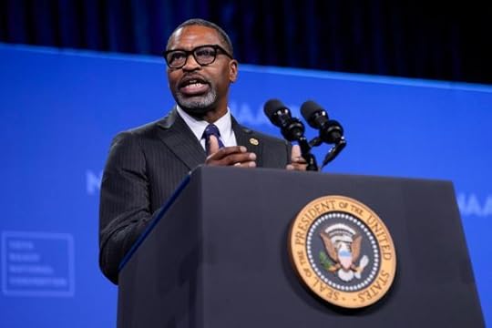 FILE - NAACP President and CEO Derrick Johnson speaks before President Joe Biden addresses the crowd, at the 115th NAACP National Convention in Las Vegas, July 16, 2024. (AP Photo/Susan Walsh, File)