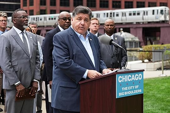 Illinois Governor JB Pritzker speaks during a news conference at...