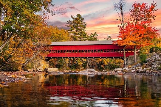 The bridge red Swift River Bridge is one of the most picturesque covered bridges in New Hampshire