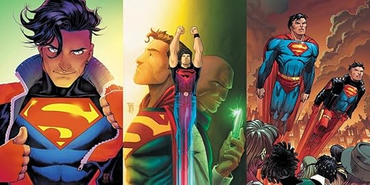 Superboy Conner Kent, and his fathers, Superman and Lex Luthor.